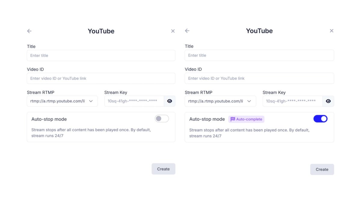 Режим автостопу для YouTube стрімів