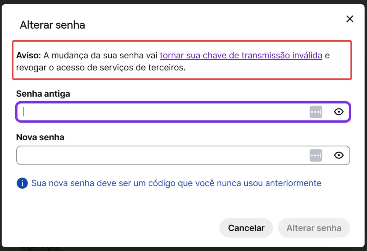 Aviso de mudança de senha na conta da Twitch