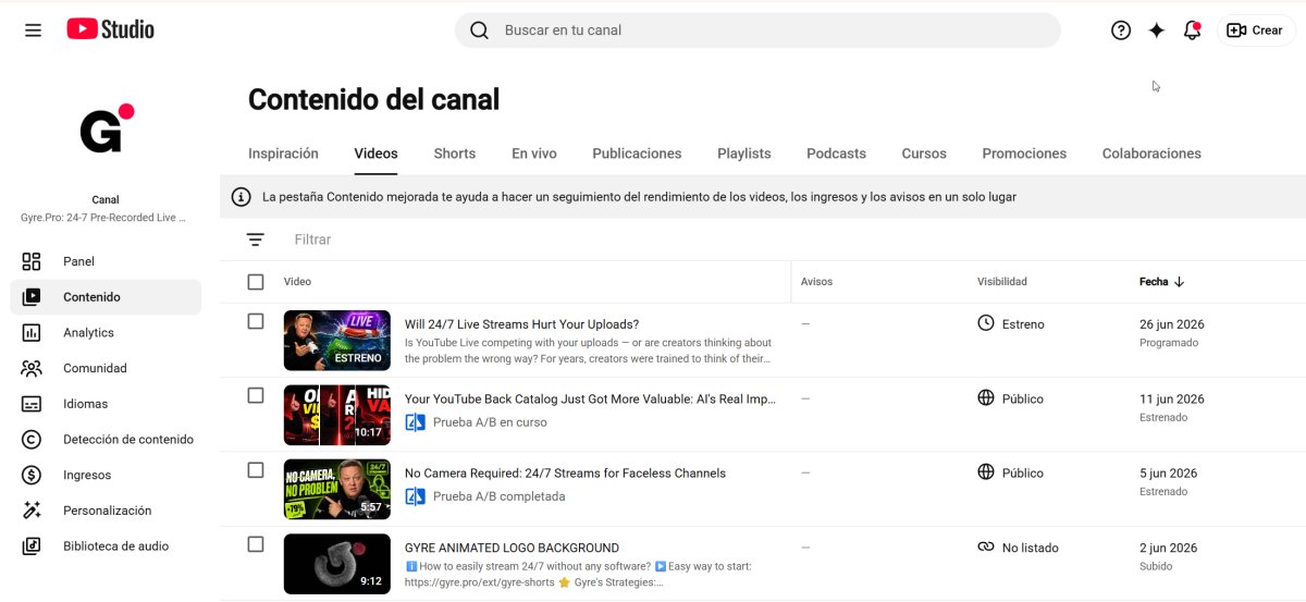Contenido de vídeos en YouTube Studio