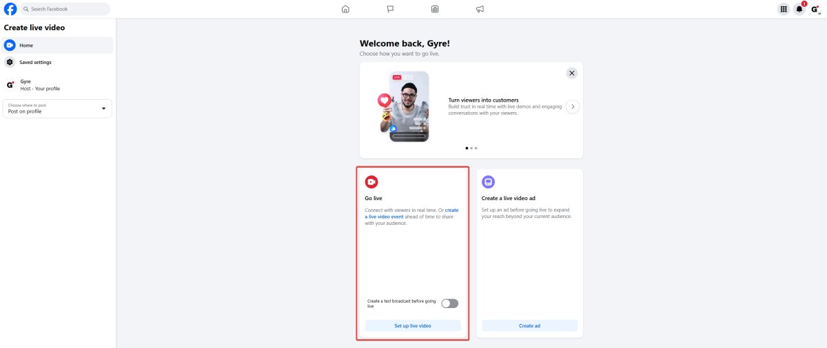 Create Facebook Live video