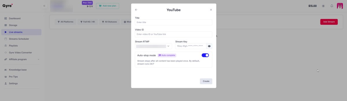 Auto-stop mode toggle