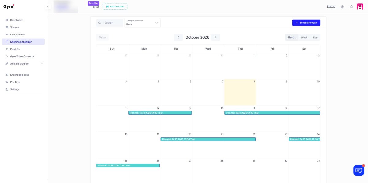Gyre streams scheduler calendar